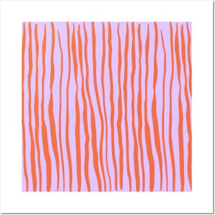 Vertical retro wavy lines - orange and violet Posters and Art